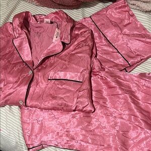 Victoria's Secret Pink Satin Sleepwear set; top medium & bottom large NWT